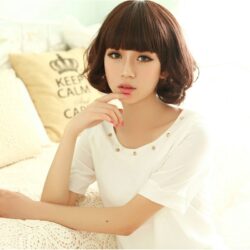 全頂式短髮☆俏麗齊瀏海捲捲梨花頭 俏皮可愛 短捲髮【009】