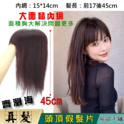 【頭頂假髮片】【真髮】【45cm】【1514-45】手織頂心 補髮塊