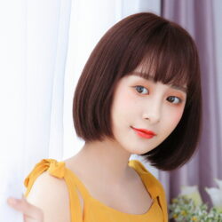 全頂式真髮☆小中分薄齊瀏海【6224-30】【30cm】