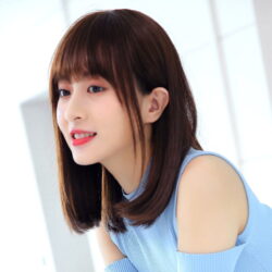 全頂式真髮☆小中分薄齊瀏海【6224-40】【40cm】 清純 學生頭 梨花頭 直髮☆中長髮