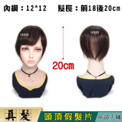 【頭頂假髮片】【真髮】【20cm】【6274M】手織頂心 補髮塊☆舒適、自然、快速穿戴