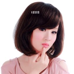 全頂式真髮☆齊、斜瀏海 短直髮 學生頭☆真髮☆【915HBW】