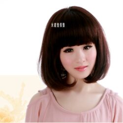 全頂式真髮☆齊、斜瀏海 短直髮 學生頭☆真髮☆【916HBW】