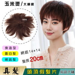【頭頂假髮片】【真髮】【20cm】【A025】大面積14*14♥補髮 增髮 遮白髮 玉米燙