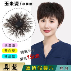 【頭頂假髮片】【真髮】【18cm】【A026】♥小面積5*9 補髮 增髮 玉米燙 泡麵蓋頭