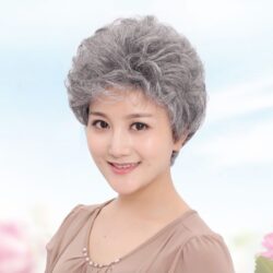 全頂式中老年假髮☆氣質 媽媽 女士 奶奶 老太婆 老婆婆☆短捲髮【BM106】【花白】