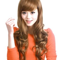 全頂式長捲髮☆甜美女孩全頂式斜瀏海大波浪☆捲髮【FS819】