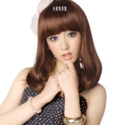 全頂式捲髮 ☆韓風 齊瀏海甜美內扣梨花頭☆中長捲髮【GWZ0020】