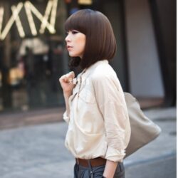 全頂式短髮☆ 齊瀏海 清純學生頭 ☆短直髮【SH032】